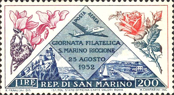 Tag der Philatelie - Blumen und Ansichten von San Marino und Riccione