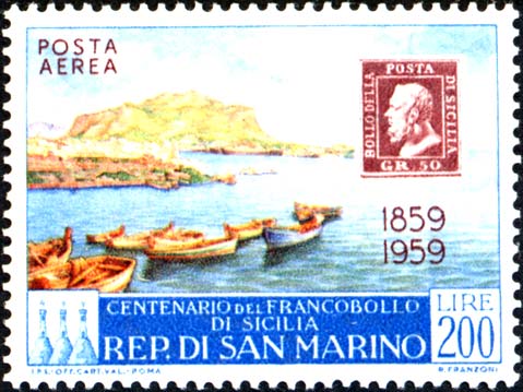 Hundertjähriges Jubiläum der sizilianischen Briefmarken - Golf von Palermo