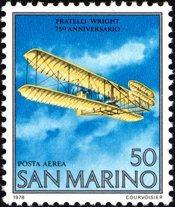 75. Jahrestag des ersten Motorflugs - Flugzeug der Gebrüder Wright