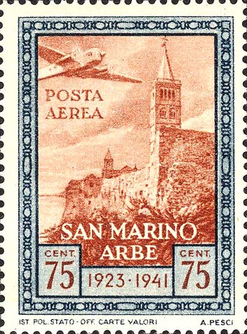 Rückgabe der Fahne an die Insel Rab - Campanlie von Rab mit Flugzeug