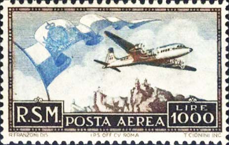 Luftpost - Flagge und Flugzeug