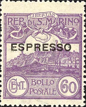 Ansicht von San Marino, überdruckter Express