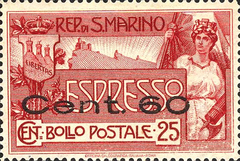 Berg Titano, überdruckt