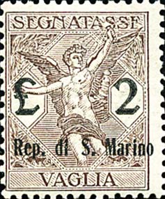 Postanweisungsmarken von Italien mit Aufdruck Rep di S. Marino - Allegorie