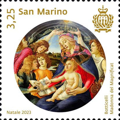 Natale - Madonna col Bambino e angeli, opera di Botticelli