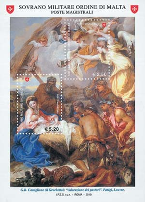 Weihnachten - Anbetung der Hirten, ein Werk von G.B. Castiglione, bekannt als Grechetto