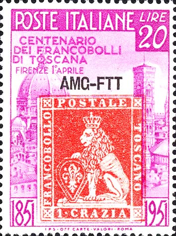 Hundertjähriges Jubiläum der ersten Briefmarken des Großherzogtums Toskana - 1 Craza der Toscana mit Blick auf Florenz