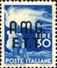 Democratica, Überdruck in zwei Zeilen - Hand, die eine Fackel hält