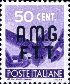 Democratica, Überdruck in zwei Zeilen - Ein Hammer zerbricht eine Kette