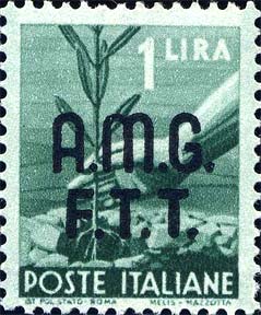 Democratica, Überdruck in zwei Zeilen - Handpflanzung eines Olivenbaums