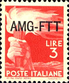 Democratica, einzeiliger Überdruck - Hand, die eine Fackel hält