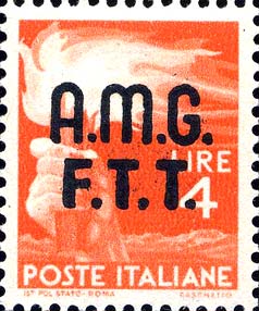 Democratica, Überdruck in zwei Zeilen - Hand, die eine Fackel hält