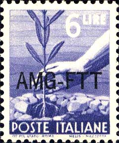 Democratica, einzeiliger Überdruck - Handpflanzung eines Olivenbaums