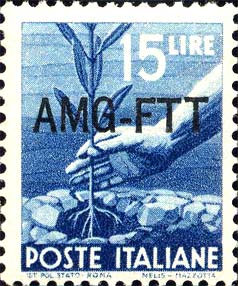 Democratica, einzeiliger Überdruck - Handpflanzung eines Olivenbaums