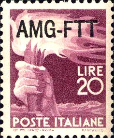 Democratica, einzeiliger Überdruck - Hand, die eine Fackel hält