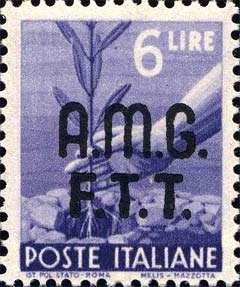 Democratica, Überdruck in zwei Zeilen - Handpflanzung eines Olivenbaums