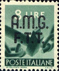 Democratica, Überdruck in zwei Zeilen - Ein Hammer zerbricht eine Kette