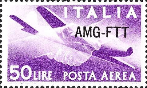 Democratica, einzeiliger Überdruck - Handschlag, Caproni - Campini 1