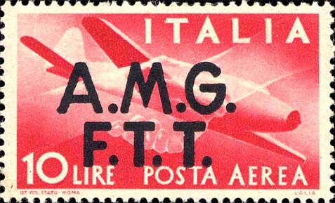 Democratica, Überdruck in zwei Zeilen - Handschlag, Caproni - Campini 1