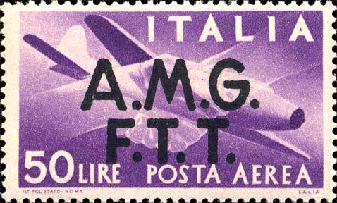 Democratica, Überdruck in zwei Zeilen - Handschlag, Caproni - Campini 1