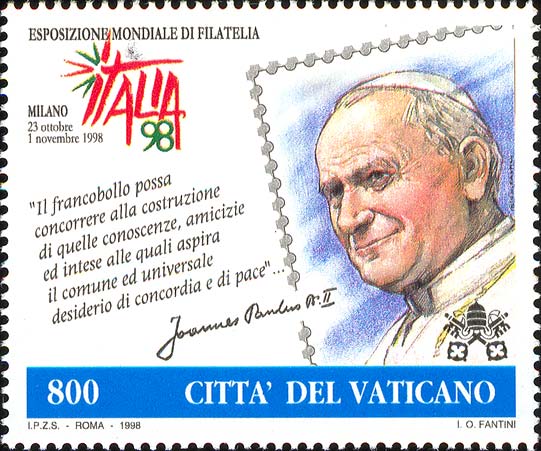 Weltausstellung für Philatelie - Porträt von Johannes Paul II.