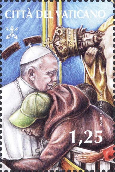 Die Reisen des Papstes im Jahr 2021 - Der Papst umarmt einen Flüchtling.