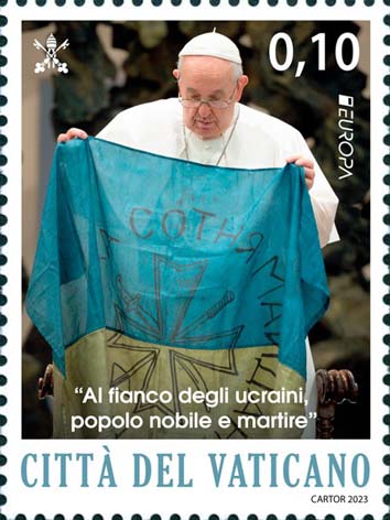 Europa - Papst Franziskus und die ukrainische Flagge