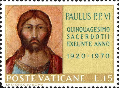 50. Jahrestag der Priesterweihe Seiner Heiligkeit Paul VI. - Porträt von Jesus, von Simone Martini