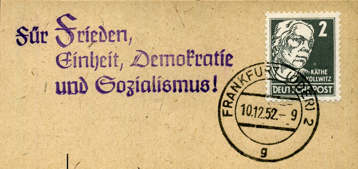 Für Frieden, Demokratie und Sozialismus! - Handstempel - violett - Frankfurt (Oder)