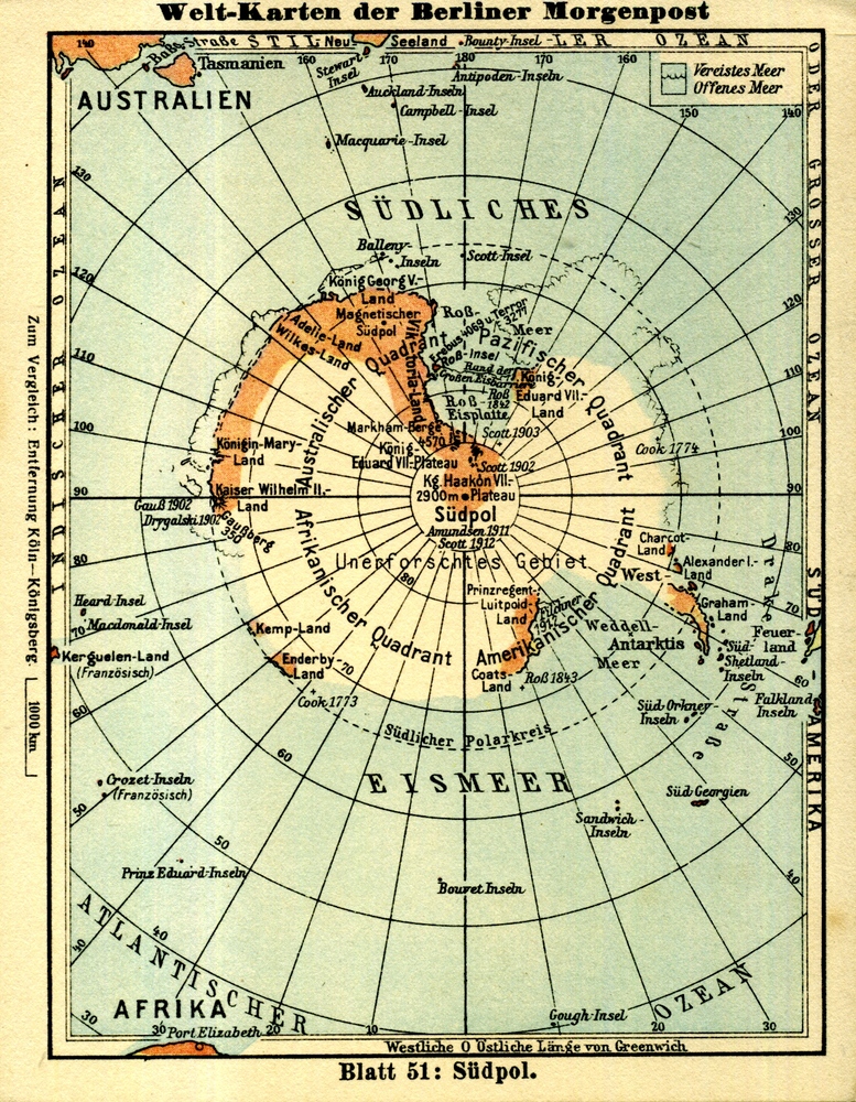 Arktis / Antarktis - Welt-Karten der Berliner Morgenpost 1927