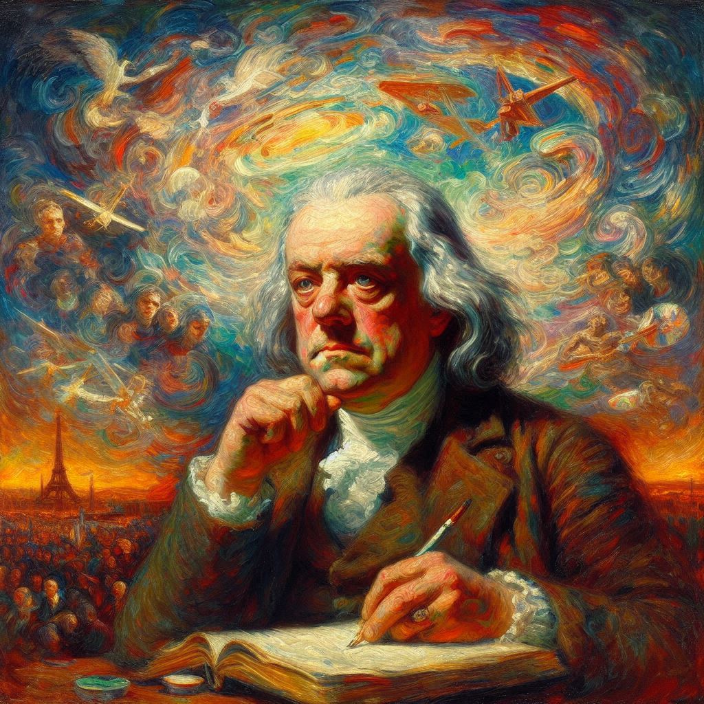 Ben Franklin (wie die KI es sich vorstellt) - Mit KI erstellt - Microsoft Bing - Image Creator unterstützt von DALL·E 3