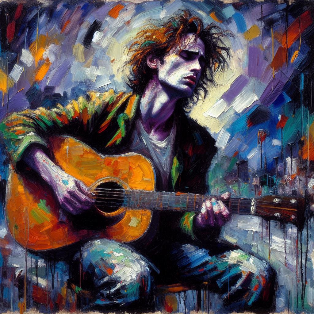 Jeff Buckley (wie die KI es sich vorstellt) - Mit KI erstellt - Microsoft Bing - Image Creator unterstützt von DALL·E 3