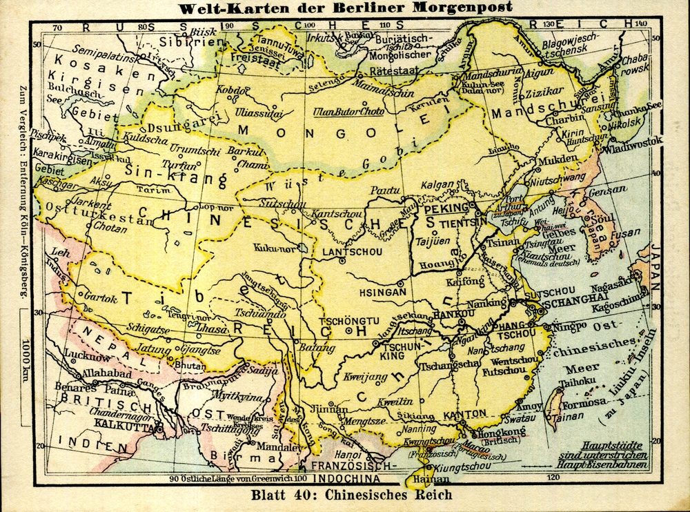 China - Welt-Karten der Berliner Morgenpost 1927