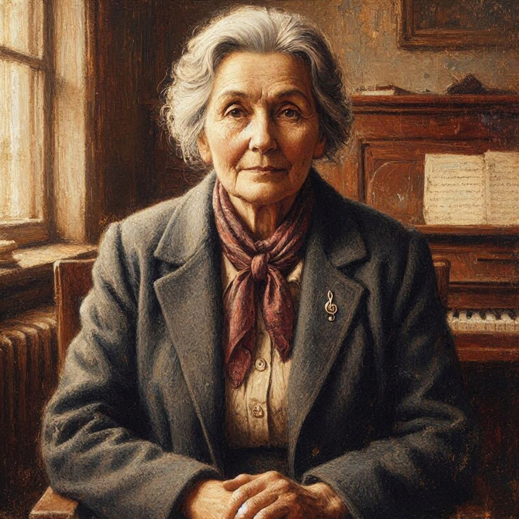 ein fiktives Selbstportrait im Stile von Esther Bejarano (nach den Vorstellungen und Halluzinationen der KI - MS Copilot generated image) - Mit KI erstellt - Microsoft Bing - Image Creator