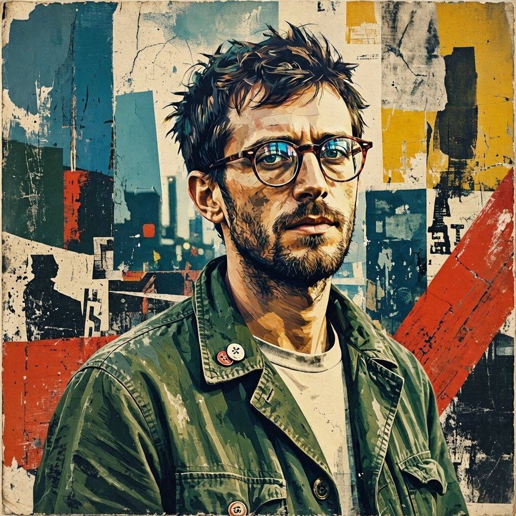 ein fiktives Selbstportrait im Stile von Fritz Teufel (nach den Vorstellungen und Halluzinationen der KI - MS Copilot generated image) - 