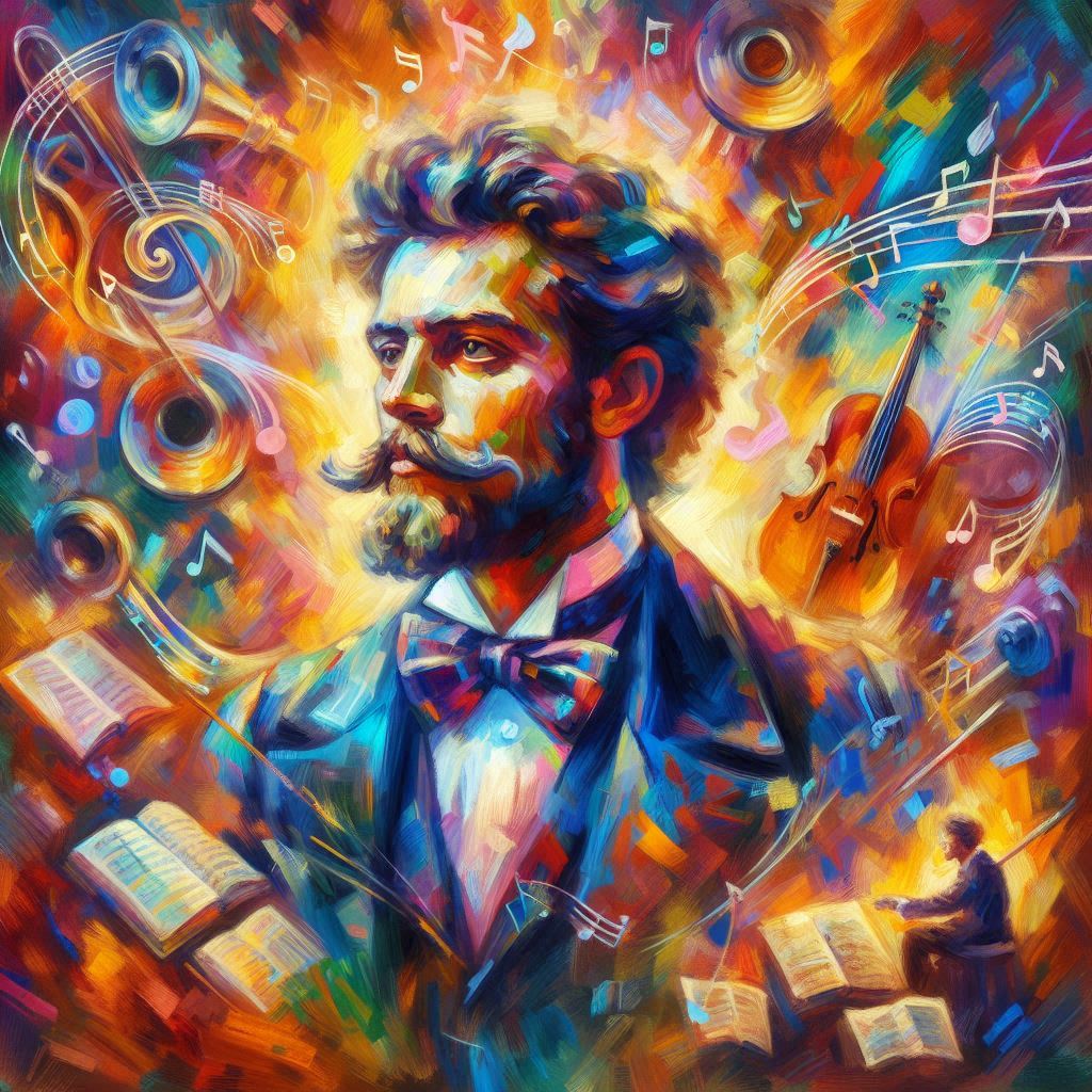 ein fiktives Selbstportrait im Stile von Georges Bizet (nach den Vorstellungen und Halluzinationen der KI - MS Copilot generated image) - Mit KI erstellt - Microsoft Bing - Image Creator unterstützt von DALL·E 3