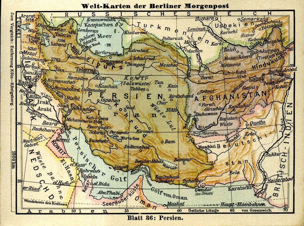 Iran / Persien - Welt-Karten der Berliner Morgenpost 1927