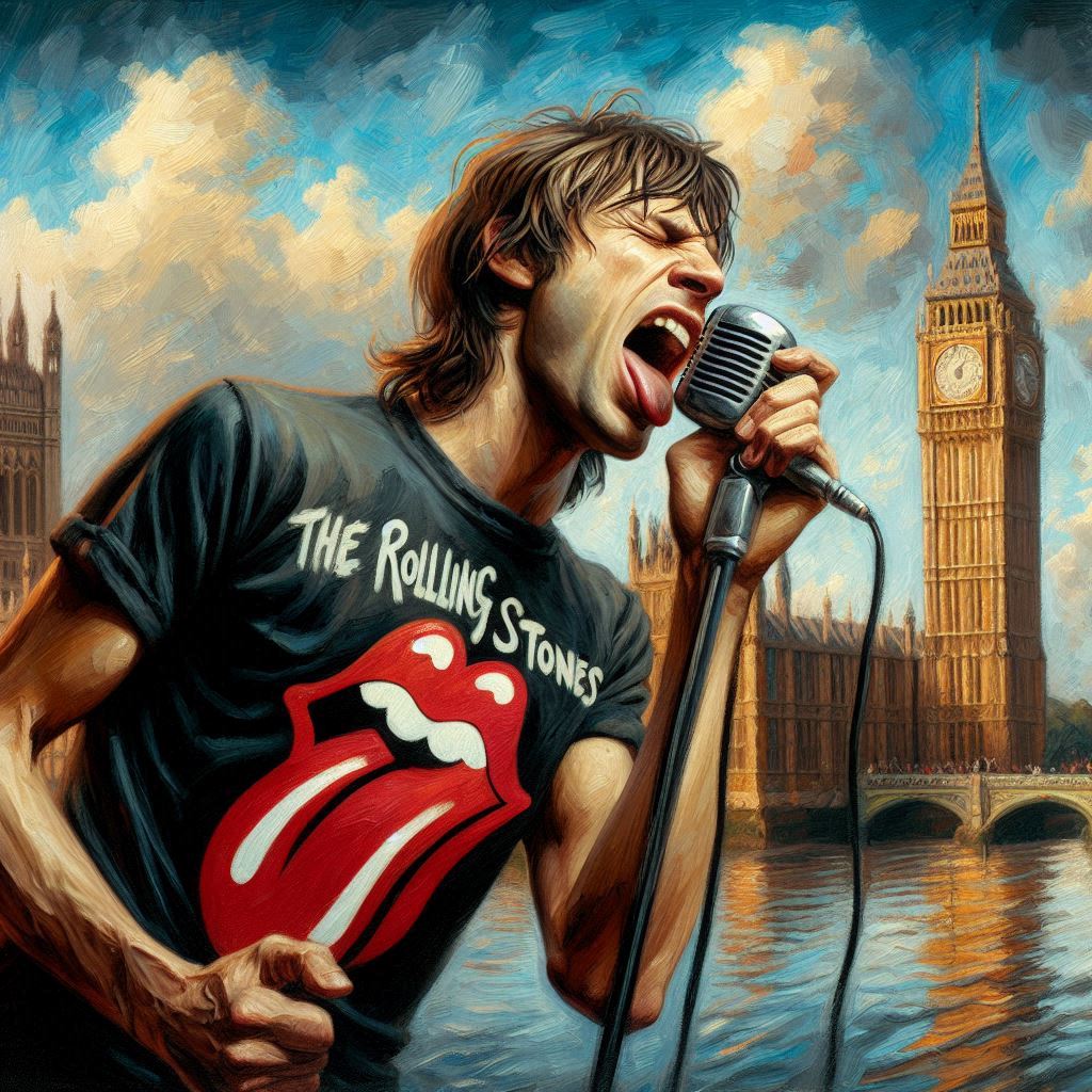 Mick Jagger (wie die KI es sich vorstellt) - Mit KI erstellt - Microsoft Bing - Image Creator unterstützt von DALL·E 3Mit KI erstellt - Microsoft Bing - Image Creator unterstützt von DALL·E 3