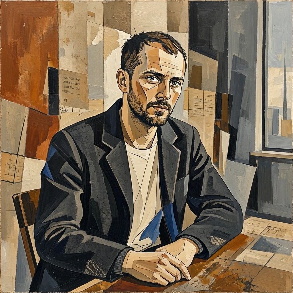 ein fiktives Selbstportrait im Stile von Karl D. Bredthauer (nach den Vorstellungen und Halluzinationen der KI - MS Copilot generated image) - Mit KI erstellt - Microsoft Bing - Image Creator