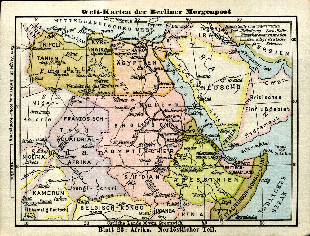 Kolonien / Italienische Kolonien - Welt-Karten der Berliner Morgenpost 1927