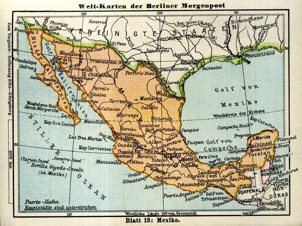Mexiko - Welt-Karten der Berliner Morgenpost 1927