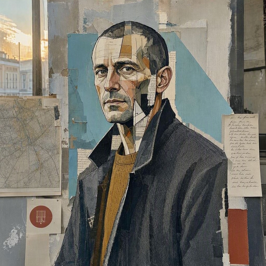 ein fiktives Selbstportrait im Stile von Michael R. Krätke (nach den Vorstellungen und Halluzinationen der KI - MS Copilot generated image) - Mit KI erstellt - Microsoft Bing - Image Creator