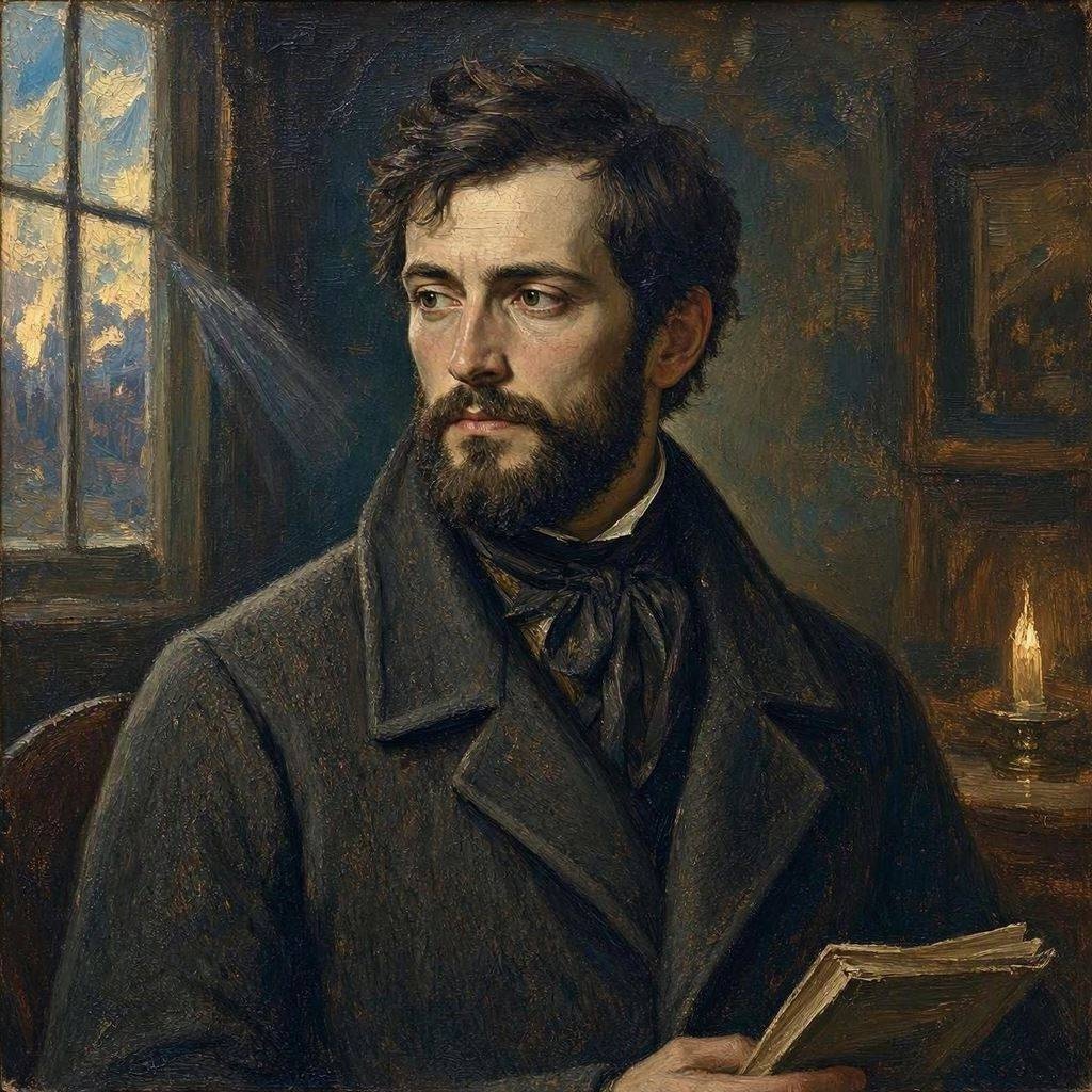ein fiktives Selbstportrait im Stile von Nikolaus Lenau (nach den Vorstellungen und Halluzinationen der KI - MS Copilot generated image) - Mit KI erstellt - Microsoft Bing - Image Creator