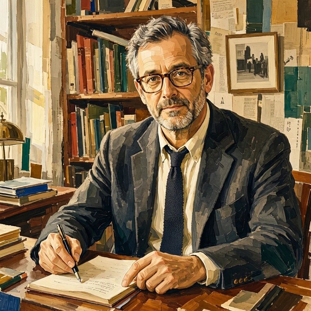 ein fiktives Selbstportrait im Stile von Norman Birnbaum (nach den Vorstellungen und Halluzinationen der KI - MS Copilot generated image) - Mit KI erstellt - Microsoft Bing - Image Creator