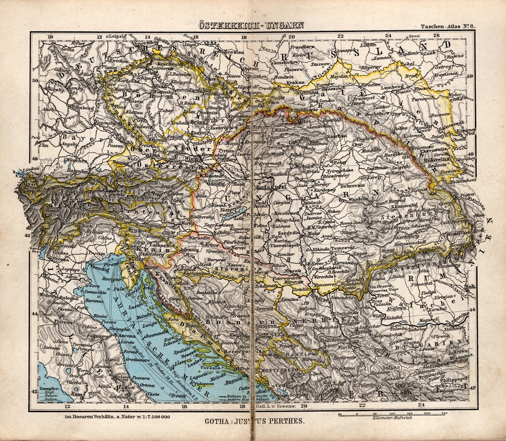 Kupferstich aus dem Jahr 1887 - aus: Justus Perthes Taschen - Atlas, Gotha 1887