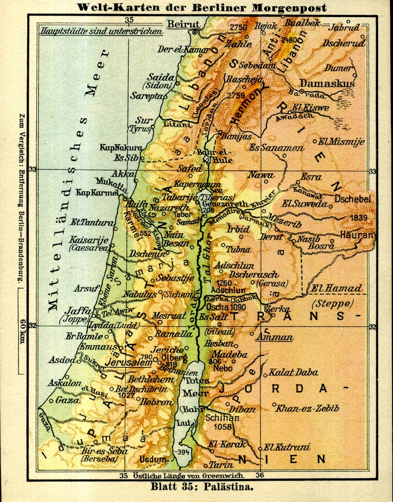 Palästina - Welt-Karten der Berliner Morgenpost 1927