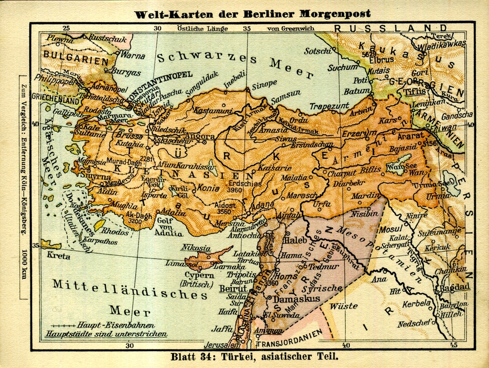 Türkei / Osmanisches Reich - Welt-Karten der Berliner Morgenpost 1927